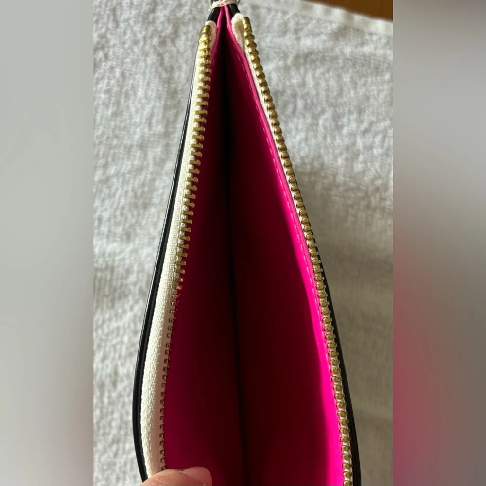 Kate Spade Ivory and Black Stripe Pencil Case